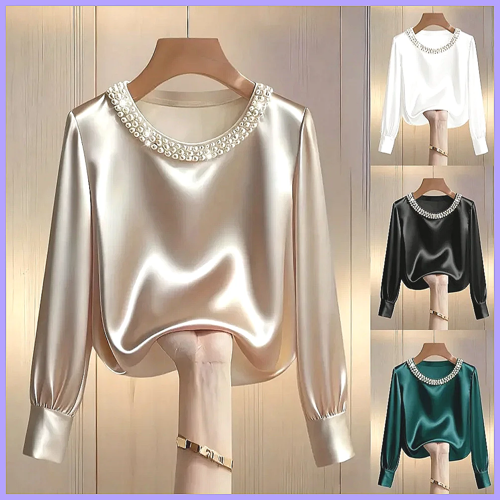 Blouses - Chemisier élégant en satin perlé pour