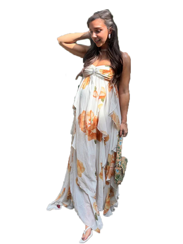 Boho Summer Beach Maxi Dress - Boho Floral maternité Photoshoot robe plage