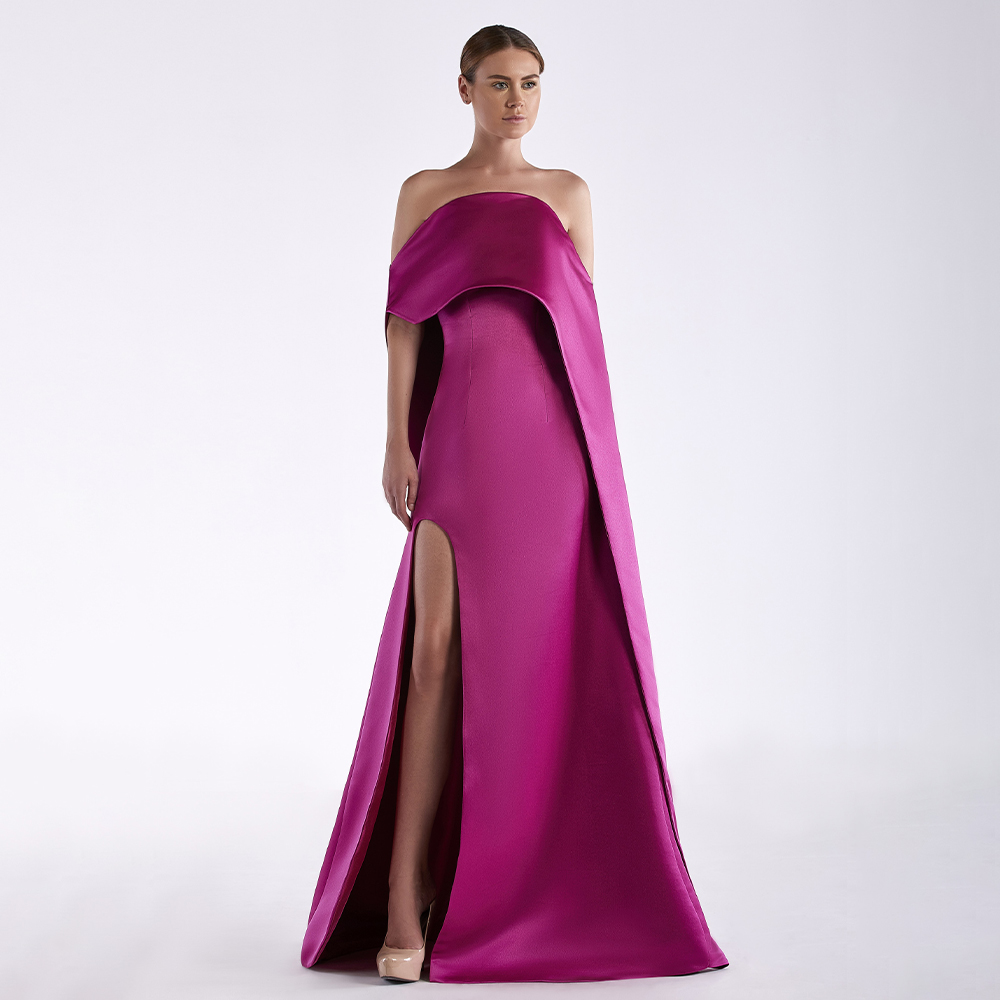 Elegant Satin Evening Gown Split - Po-Robe de Soirée en Satin Sans