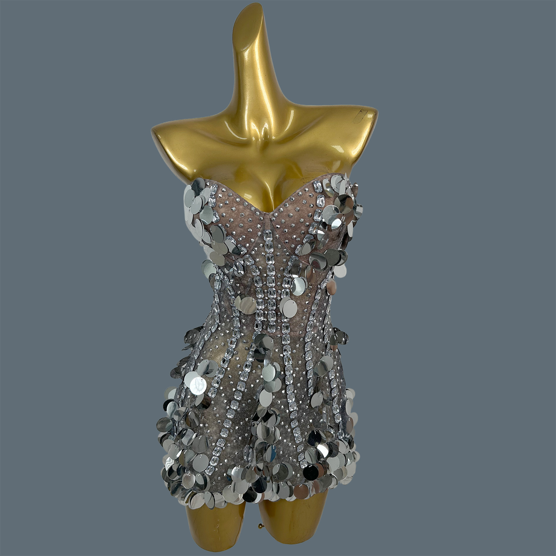 Sparkly Rhinestone Club Party Dress - Robe mini sans bretelles pour femme,
