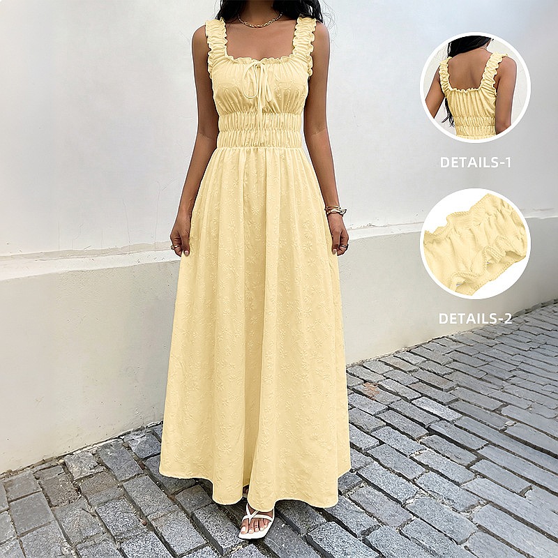 Boho Summer Beach Maxi Dress - Robe d'été sans manches à col