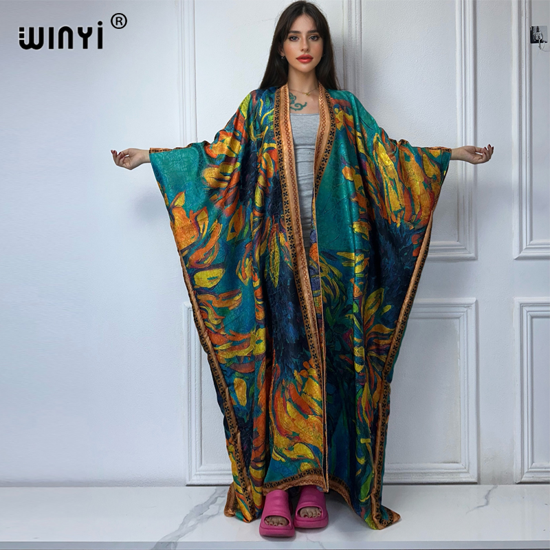 Boho Summer Beach Maxi Dress - WINYI-Manteau ouvert imprimé bohème de haute