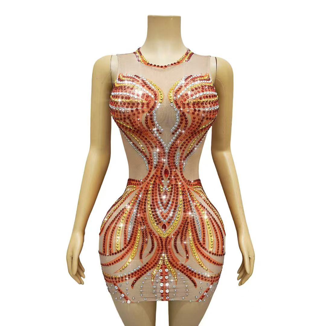 Robe courte moulante transpare - Sparkly Rhinestone Club Party Dress avis et prix