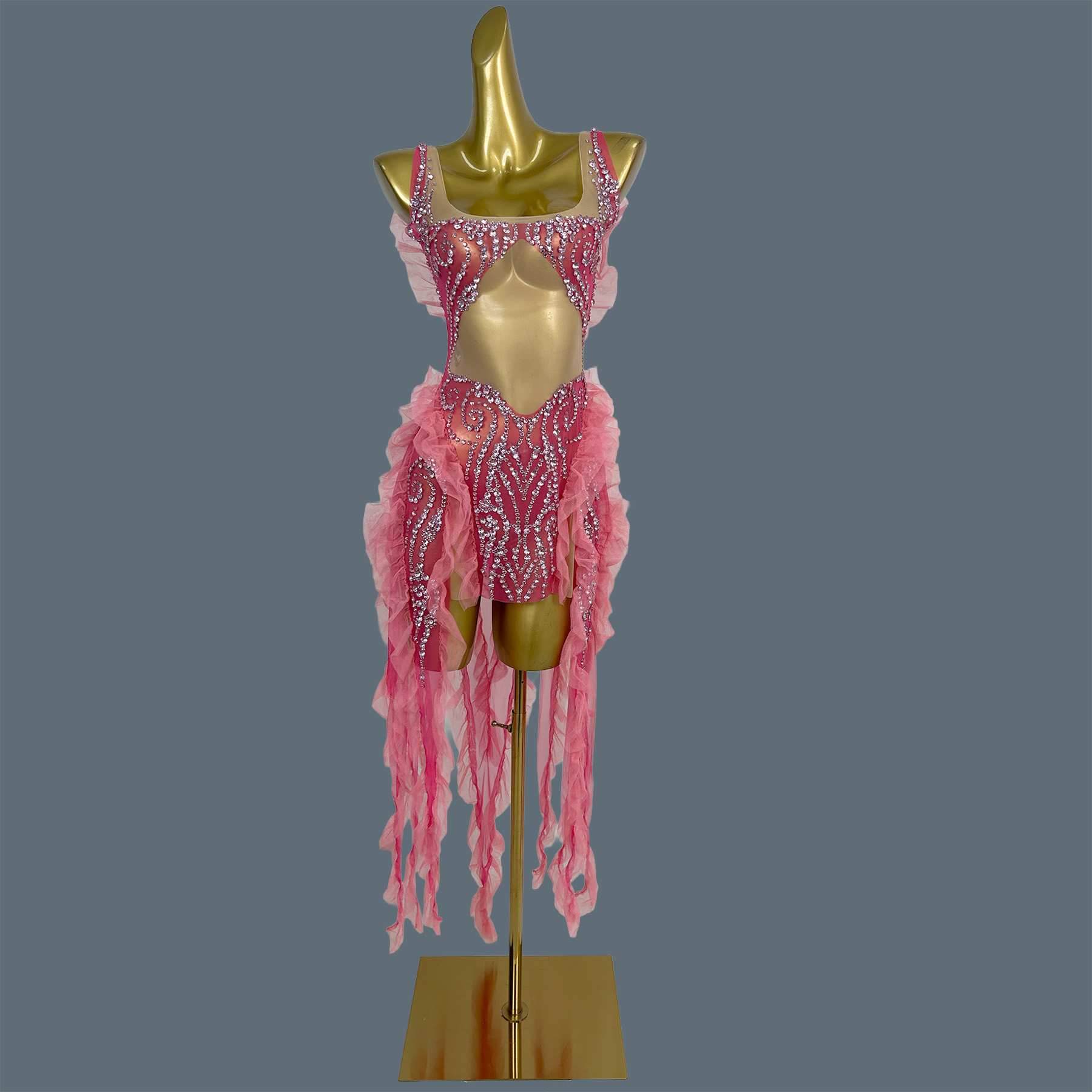 Robe mini en maille transparen - Sparkly Rhinestone Club Party Dress avis et prix