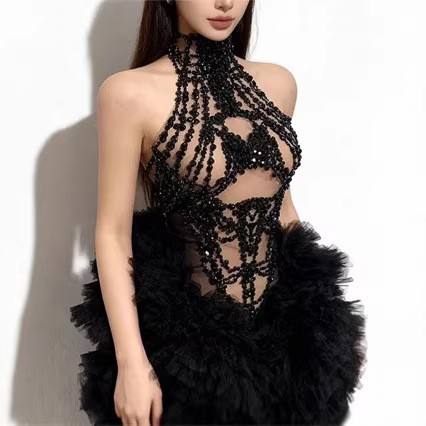 Robe mini pour femme, scintill - Sparkly Rhinestone Club Party Dress avis et prix