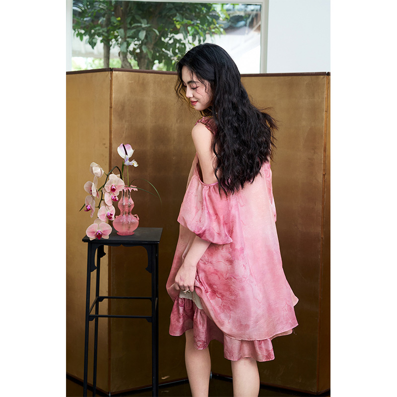 ELFSACK Robe en mousseline de  - Off Shoulder Puff Sleeve Sundress avis et prix