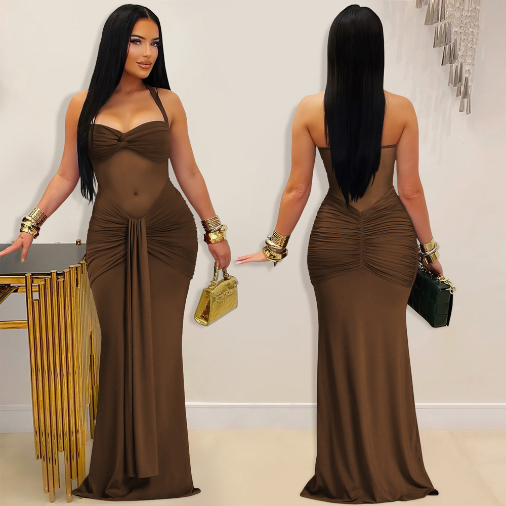 Robe longue de soirée moulante - Sexy Mesh Sheer Bodycon Dress avis et prix