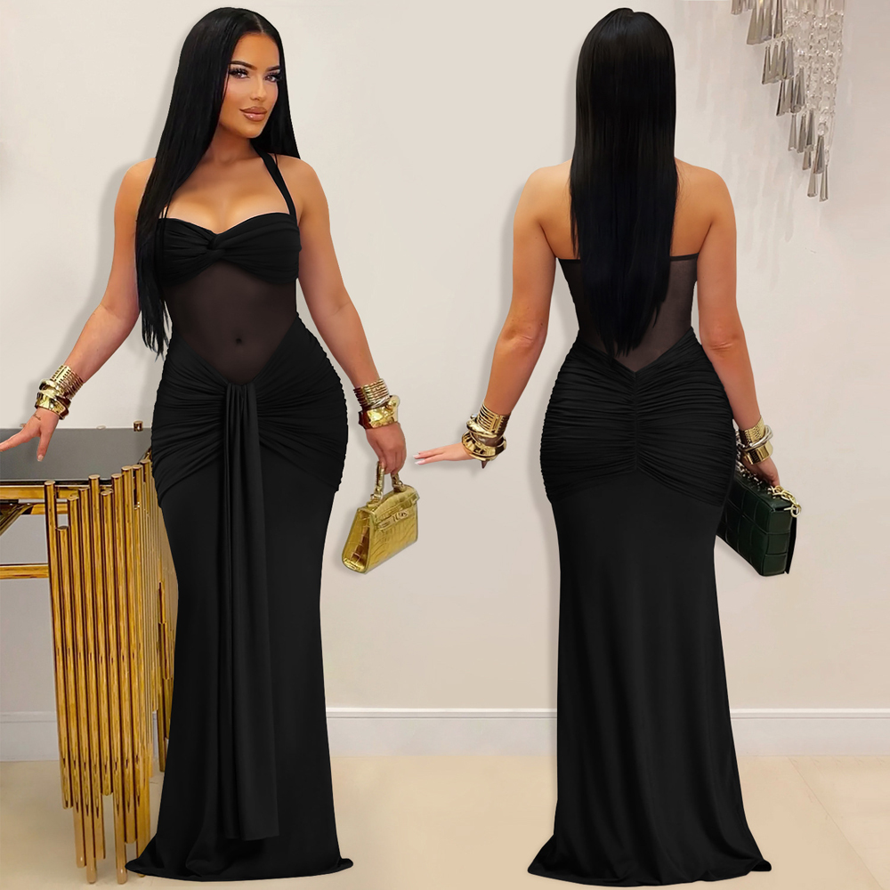 Robe longue de soirée moulante - Sexy Mesh Sheer Bodycon Dress avis et prix