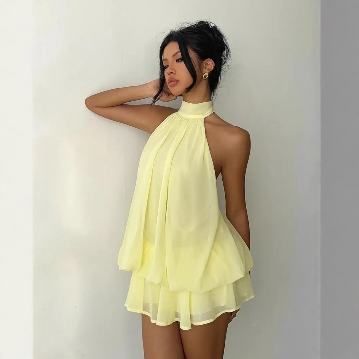 Robe licou pour femme, dos nu, - Y2K Backless Halter Mini Dress avis et prix
