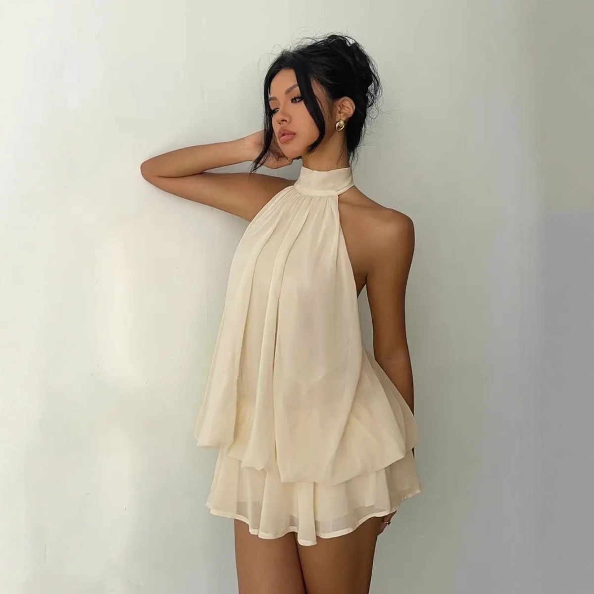 Robe licou pour femme, dos nu, - Y2K Backless Halter Mini Dress avis et prix