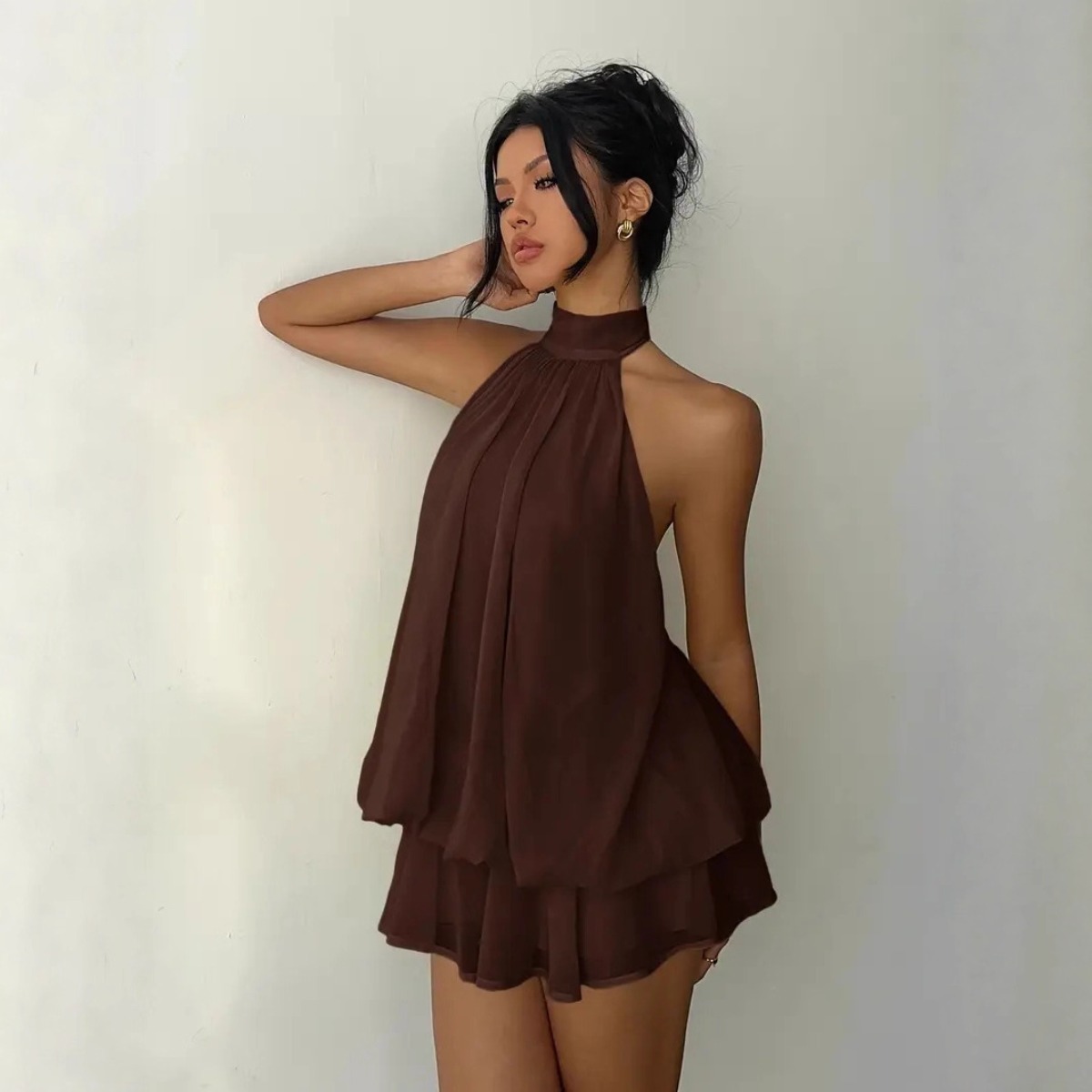 Robe licou pour femme, dos nu, - Y2K Backless Halter Mini Dress avis et prix
