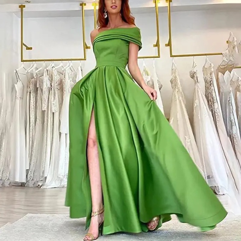 Robe de soirée élégante en sat - Elegant Satin Evening Gown Split avis et prix