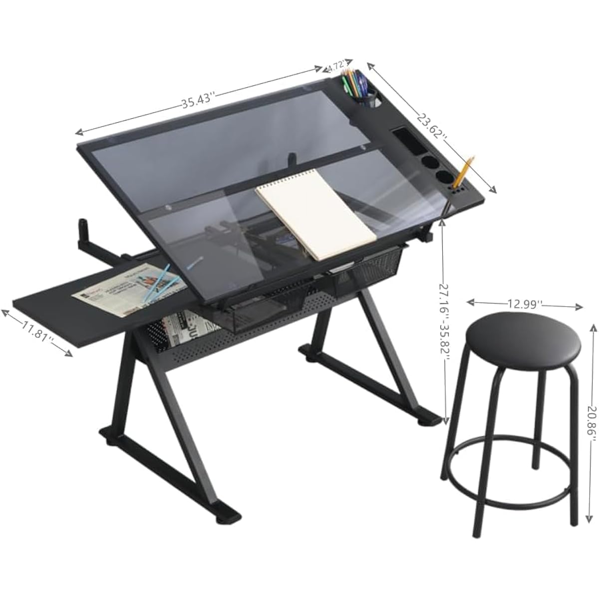 Bureau de dessin à hauteur rég - Tops avis et prix