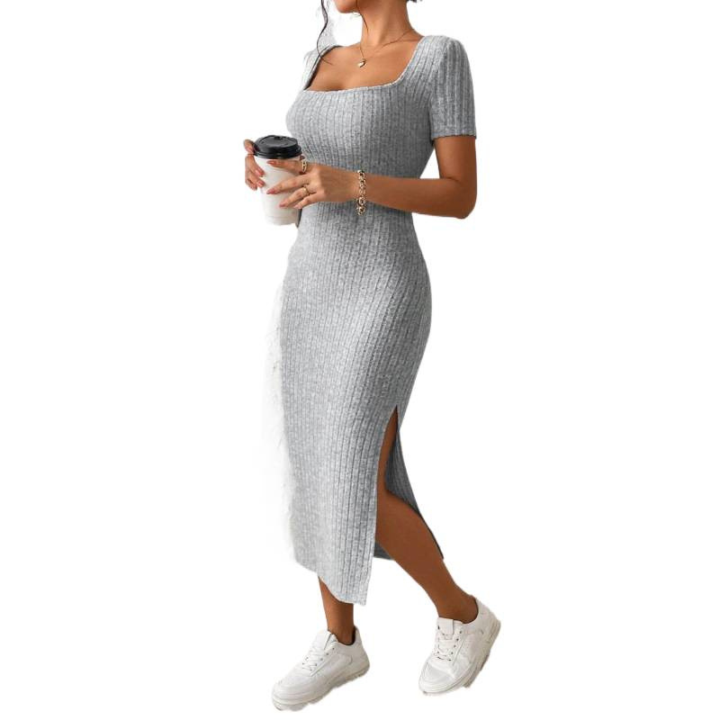 Robe midi en tricot côtelé vin - Bodycon Long Sleeve Ribbed Dress avis et prix