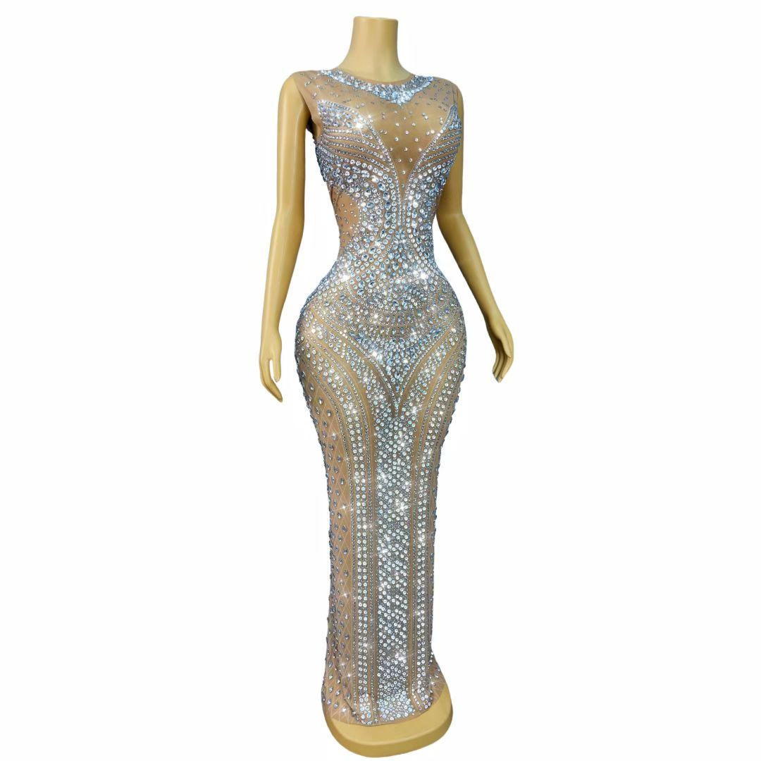Robe de soirée sans manches po - Sparkly Rhinestone Club Party Dress avis et prix