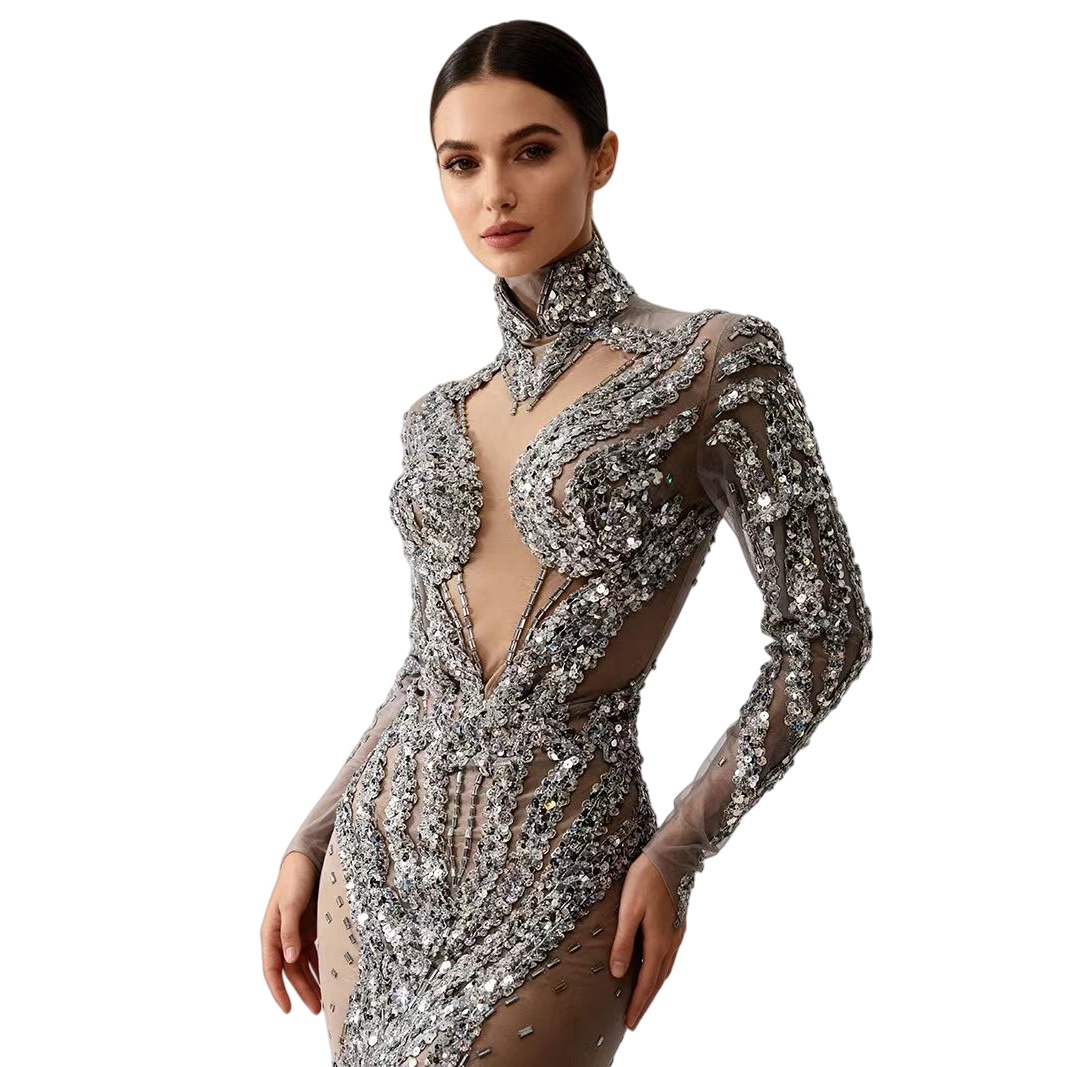 Feixiang – Mini robe transpare - Sparkly Rhinestone Club Party Dress avis et prix