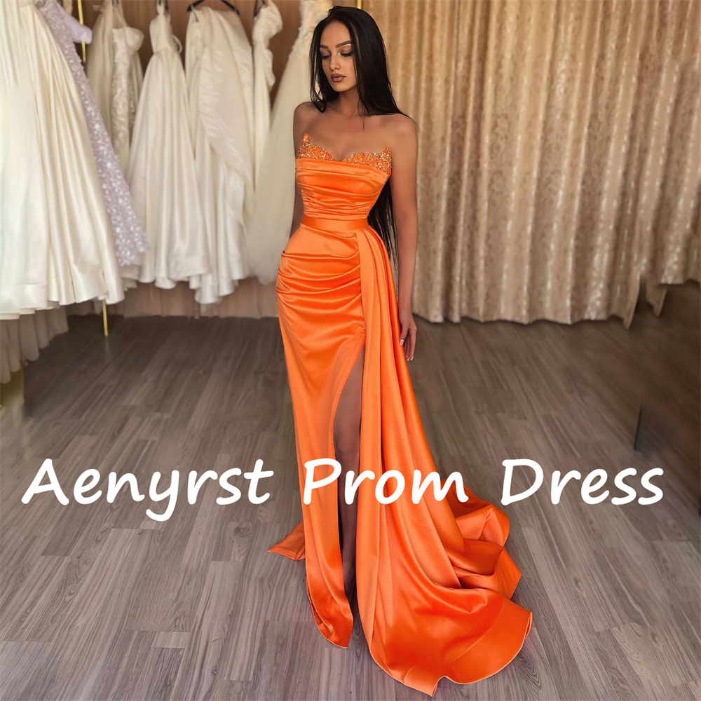 Aenyrst élégant bretelles sirè - Elegant Satin Evening Gown Split avis et prix
